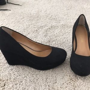 Black suede Cathy jeans wedges